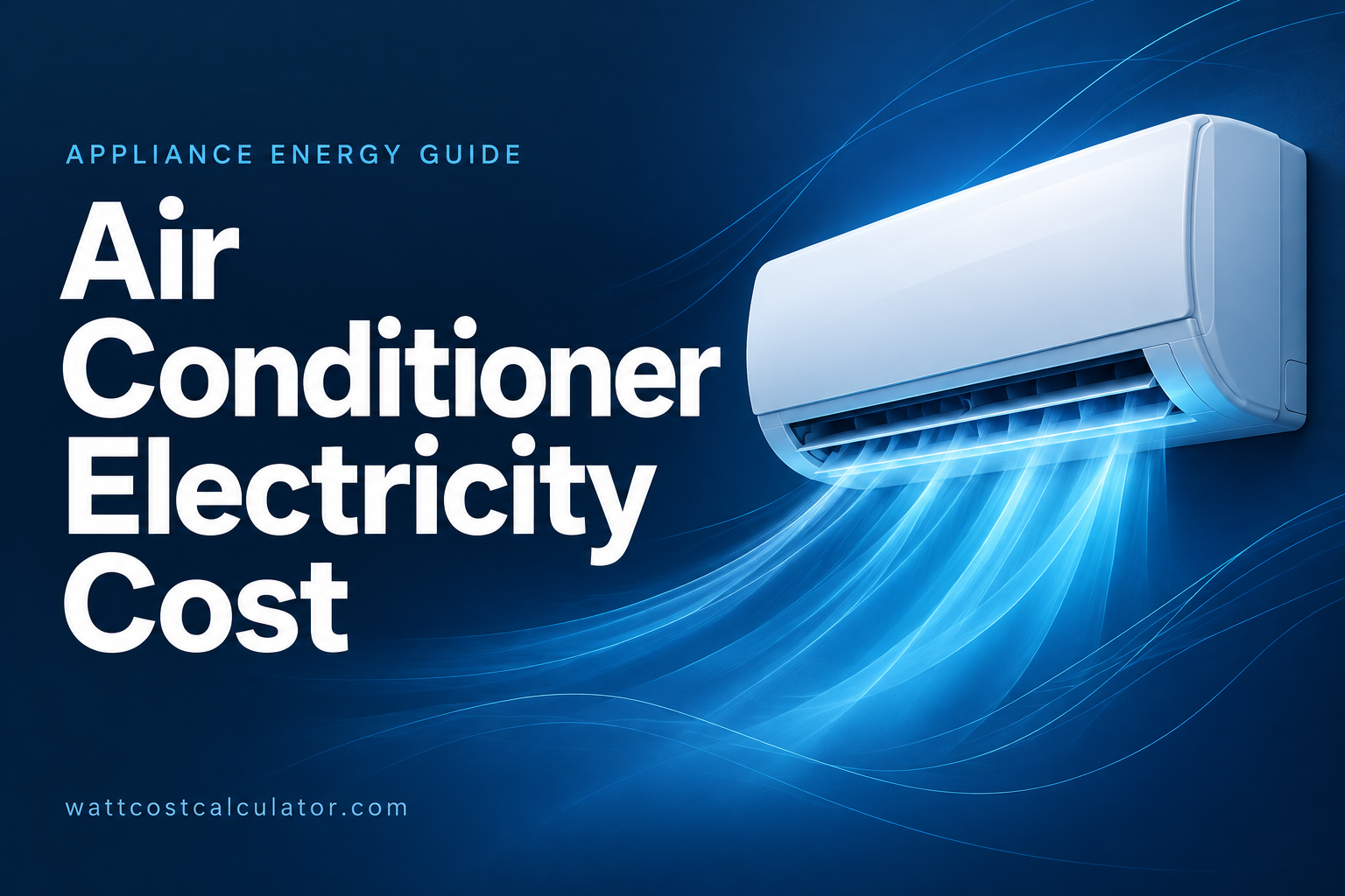Air conditioner electricity cost guide with illustrated cool airflow