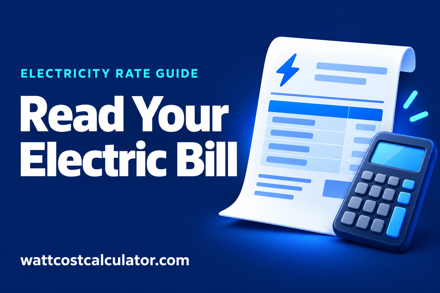 Illustrated electricity bill and calculator for a guide to supply and delivery rates
