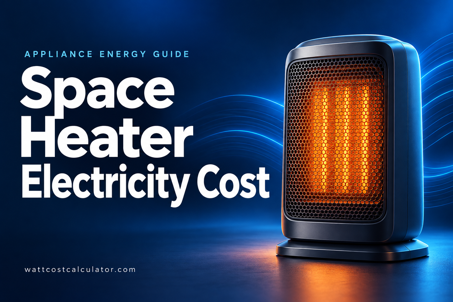 Space heater electricity cost guide with an illustrated electric heater